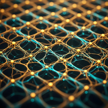 Organic grid of luminous nodes pulsing gently â suitable for neural and ambient-themed artwork.の素材