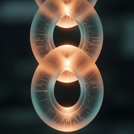Translucent interlocking ring background symbolizing harmony and organic rhythm.の素材