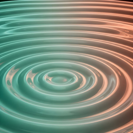 Ripple membrane background with bioluminescent energy waves for futuristic calm visuals.の素材