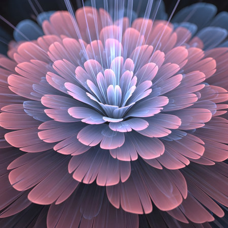 Expanding petal-light background evoking calm radiance and organic beauty.の素材