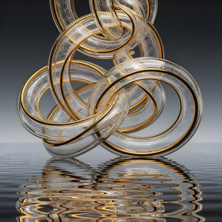 Shimmering glass-fiber loop background reflecting light beautifully â elegant and futuristic.の素材