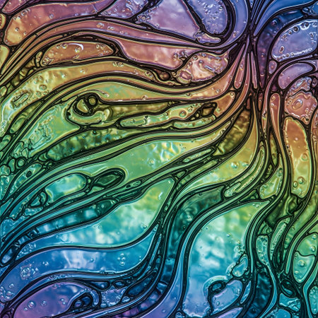 Iridescent cellular membrane background â elegant and scientific in aesthetic.の素材