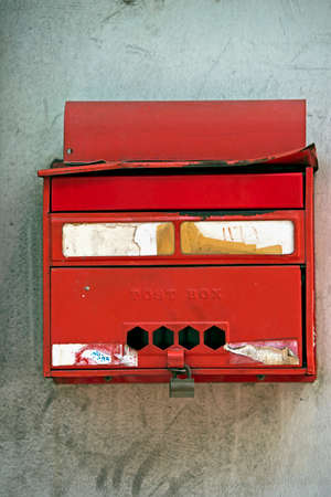 Heavy used red post boxの写真素材