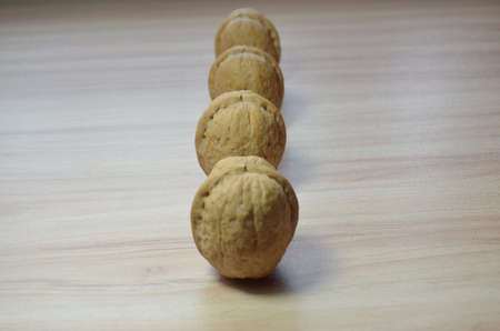 Walnuts on the tableの写真素材