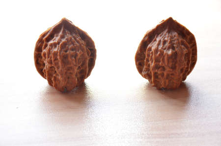Two walnuts on the table