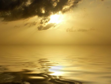 Sunset with water