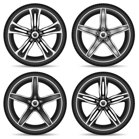 aluminum wheel setのイラスト素材
