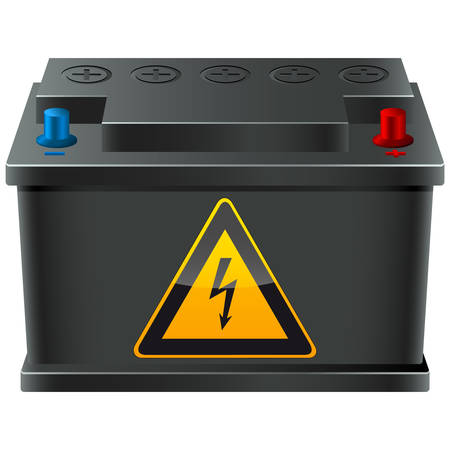 car battery with high voltage sign car battery with high voltage sign