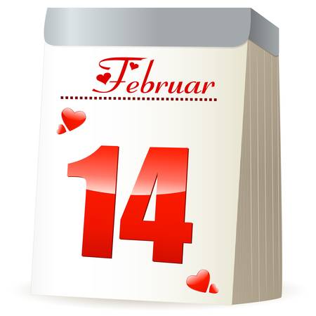 14 february calendar with heartsのイラスト素材