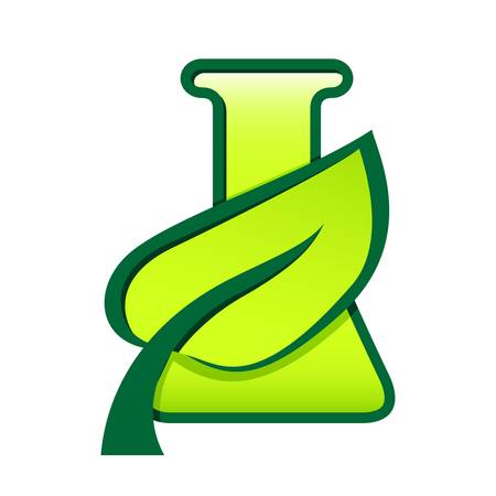 test tube and green leaf - chemical iconのイラスト素材