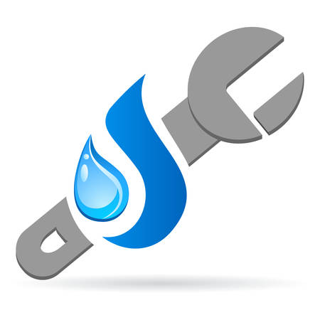 adjustable wrench and water drop - pipe plumber iconのイラスト素材