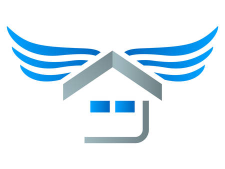 house symbol with wings - real estate iconのイラスト素材