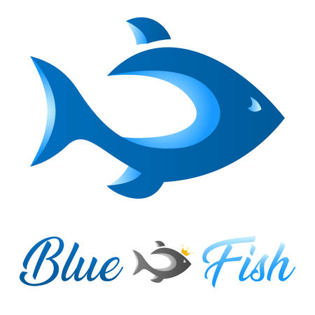 Blue fish in 3D look vector illustrationのイラスト素材