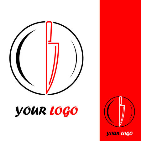Plate and knife - modern logo designのイラスト素材
