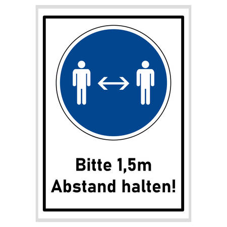 Social distancing - please keep 1.5m away (german text) - blue signのイラスト素材