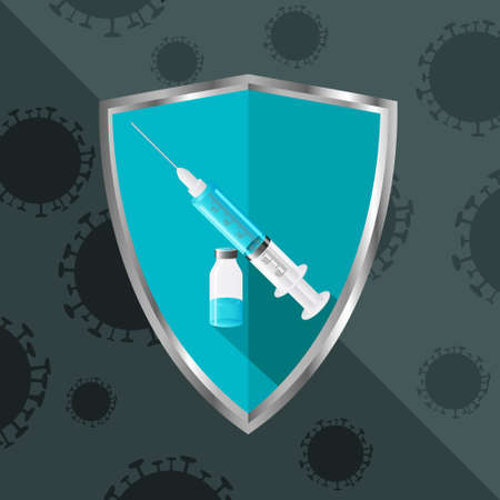 Vaccination syringe with a protective shield - icon designのイラスト素材