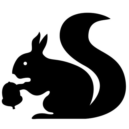 Squirrel holding a acorn nut silhouetteのイラスト素材