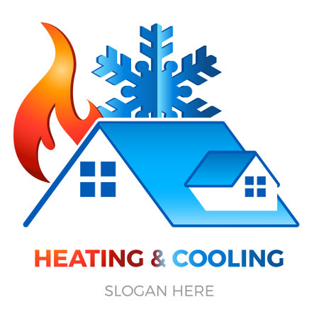 house roof with snowflake and fire flame - air conditioning - logo icon designのイラスト素材