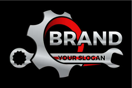 logo design - gear with wrenchのイラスト素材