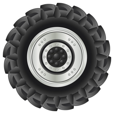 tractor tire, wheel - isolated on white backgroundのイラスト素材