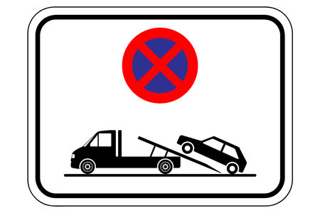 no parking sign with tow truck and carのイラスト素材