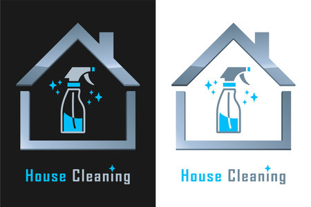 House cleaning service - spray bottle - logo design vector iconのイラスト素材