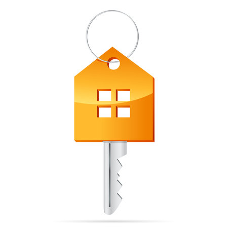 house key with metal ring - icon designのイラスト素材