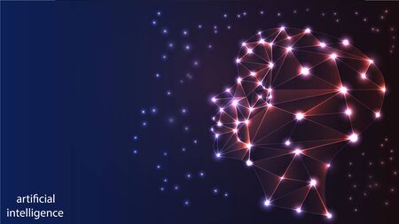 Vector image of artificial intelligence in the form of a luminous human head.のイラスト素材