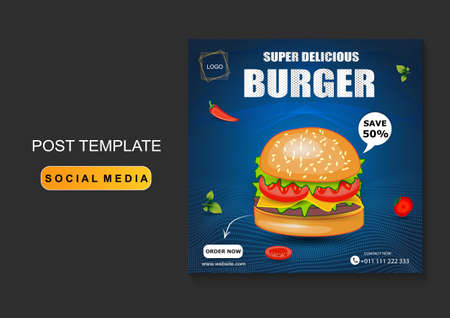 Fast food social media and internet promotion template. Advertising, advertising banner, product marketing. EPS 10.のイラスト素材