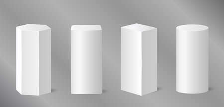 Abstract white pedestals, podiums, scenes. Award ceremony concept. Stage background. Vector illustration.のイラスト素材