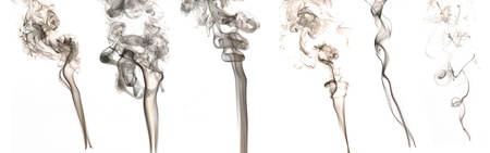 Black smoke on white background. Set of sixの写真素材