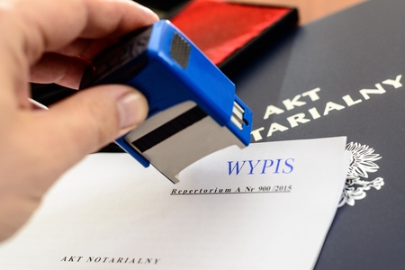 Notary gives stamp on notarial act