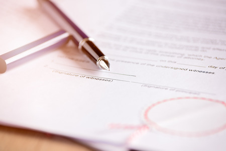 Place for signature of a witness on the contract. Law officeの写真素材