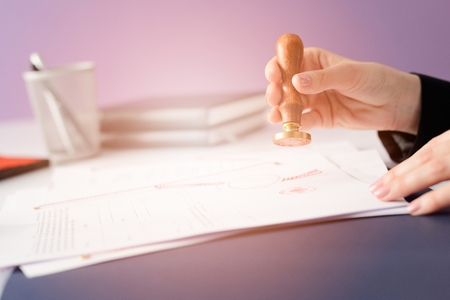 Notary Public notarizes the contract in officeの写真素材