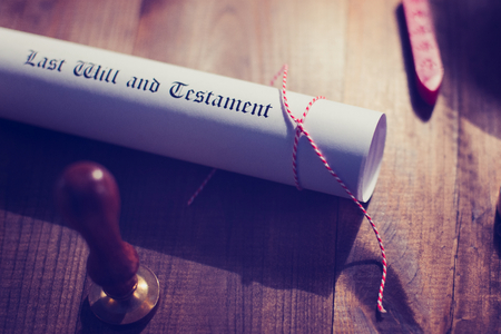 Notary public wax stamp and testament and last willの写真素材
