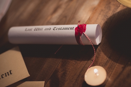 Notary public wax stamp and testament and last willの写真素材