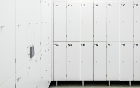 White change room lockers with electronic access controlの写真素材