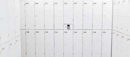 White change room lockers with electronic access controlの写真素材