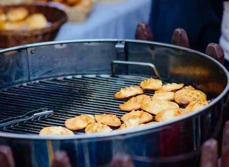 Grilled polish traditional smoked cheese made of salted sheep milk called oscypekの写真素材