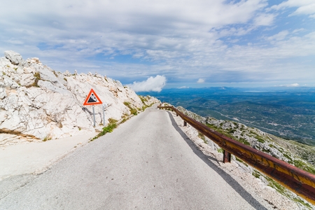 Tarmac mountain road on sveti Jure mountain. Dalmatia, Croatiaの写真素材