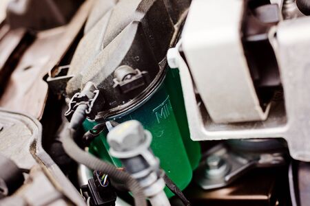 Car brake fluid tank. Car maintenance