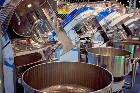 Large industrial dough mixing machine in bakeryの写真素材