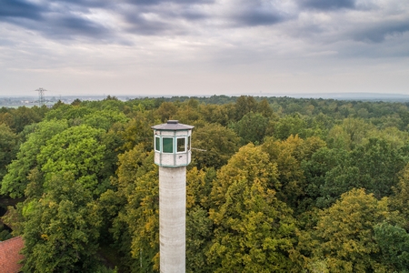Tall watch tower in the forest. Fire preventionの写真素材