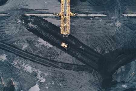 Aerial view of coal mine in Silesia, Polandの写真素材