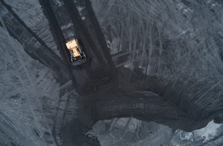 Aerial view of coal mine in Silesia, Polandの写真素材