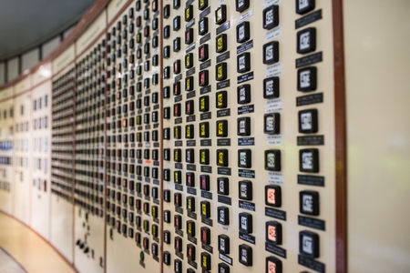 Control room in old thermal power plantの写真素材