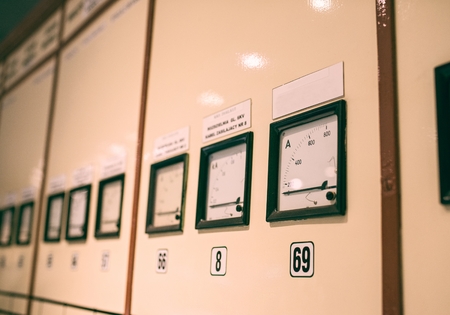 Control room in old thermal power plantの写真素材