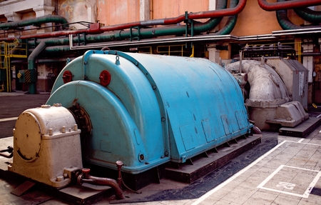 Turbogenerators in old thermal power plantの写真素材