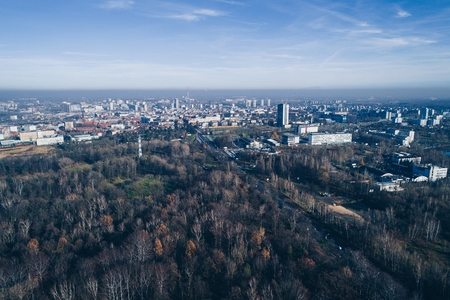 Smog and air pollution in Katowice, Silesia, Polandの写真素材