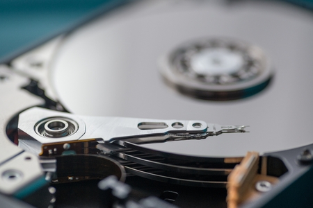 Close up on opened hard disk drive. Data recovery conceptの写真素材
